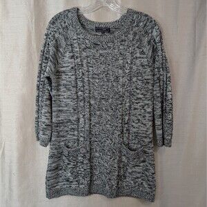 Creazioni Effect Women's Size L Pullover Knit 3/4 Sleeve Sweater Gray & Black